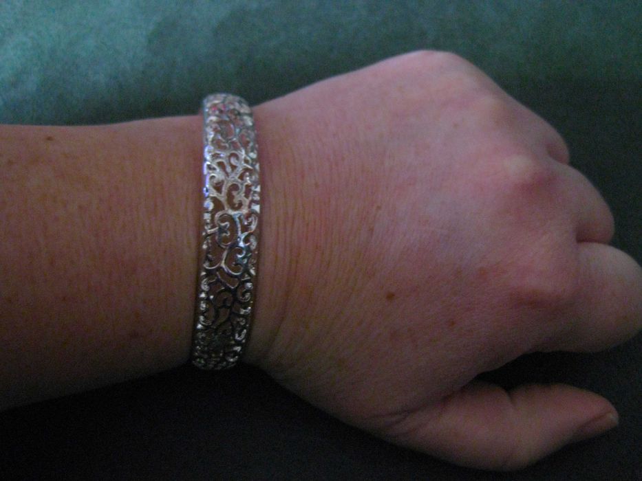 Pulseira Aço Prateada Trabalhada NOVA - SALDO