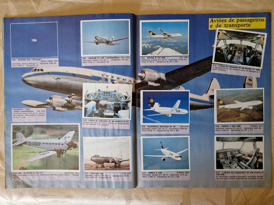 Caderneta panini aviões de 1995, 89% completa