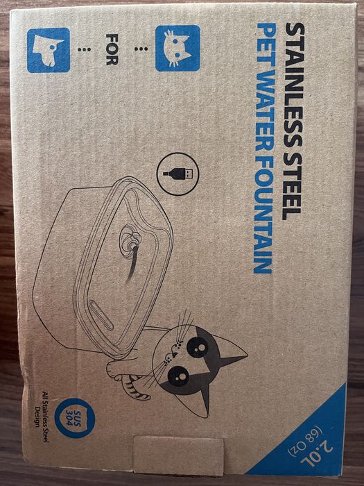 Fontanna/poidełko dla zwierząt (psa/kota) 2L – stal nierdzewna – nowa