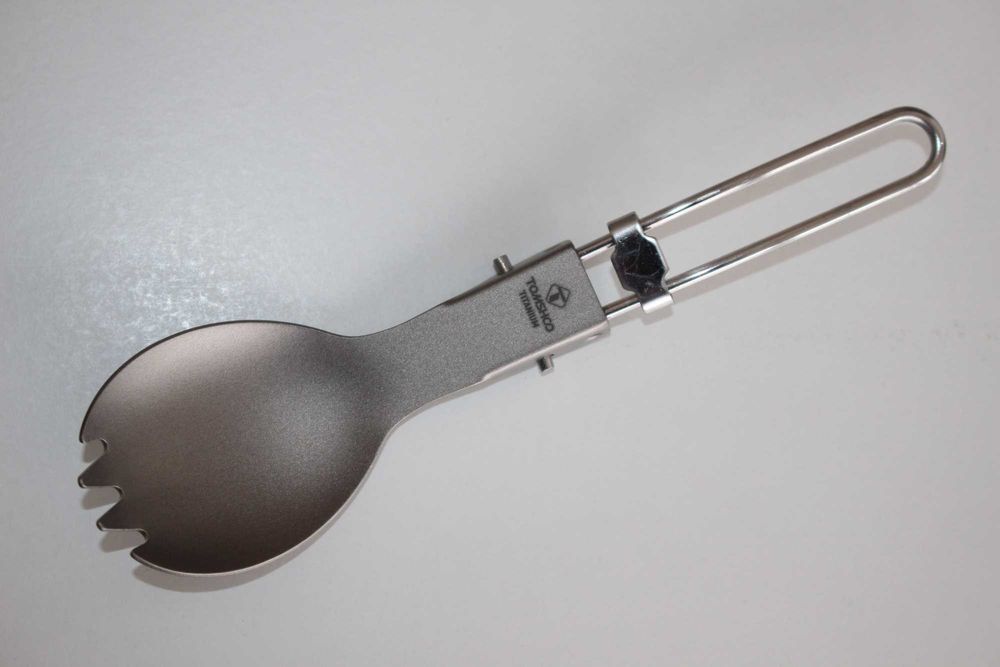 Туристична титанова ложка Tomshoo вилка-ложка складна ловилка з титану