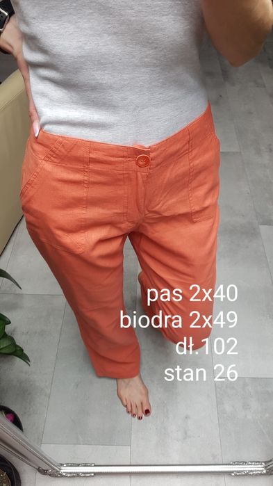 Nowe proste lniane spodnie rozm M