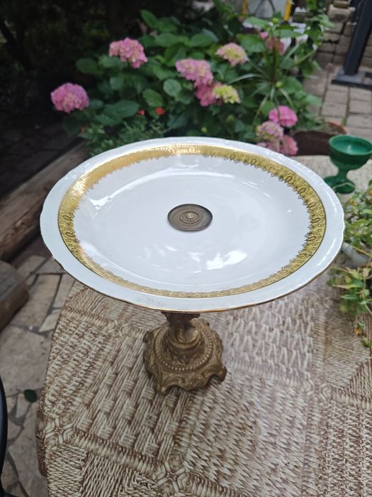 Stara patera mosiężna porcelana