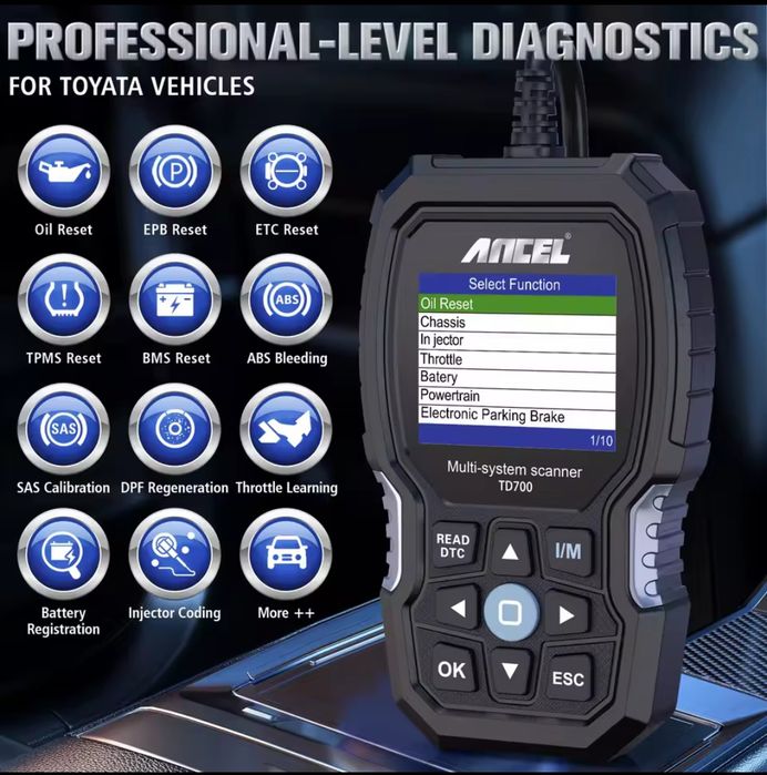 Scanner Automóvel OBD2 Ancel TD700 p/ Toyota, Lexus NOVO