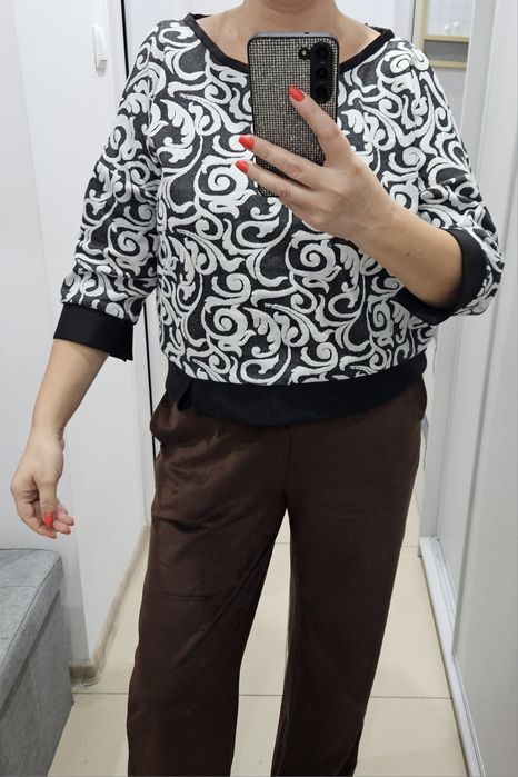 Czarno Biała bluzka grubsza Monnari l-xl 46 bawełna