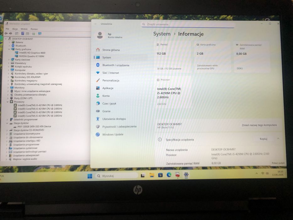 Hp zbook 15 g2 ssd120gb ram8gb