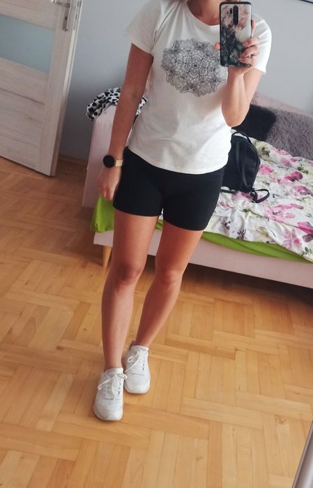 Dwupak ciążowych krótkich spodenek kolarki XS/S czarne panterka