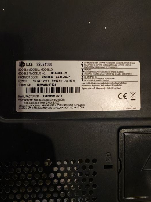 Tv LCD LG 32LE4500 p peças