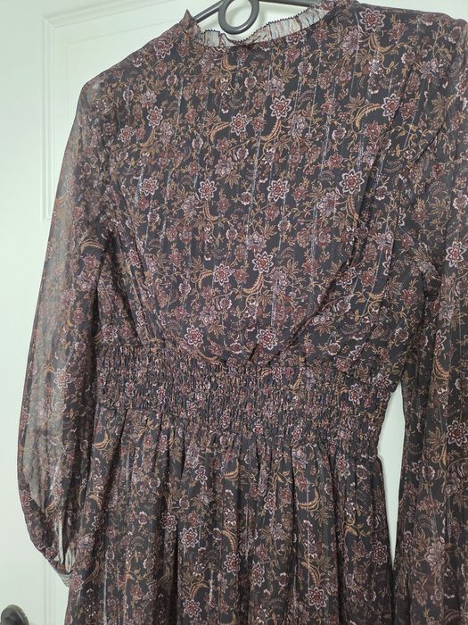 NOWA Z METKĄ  sukienka ZARA, boho, metalizowana nić, r. S