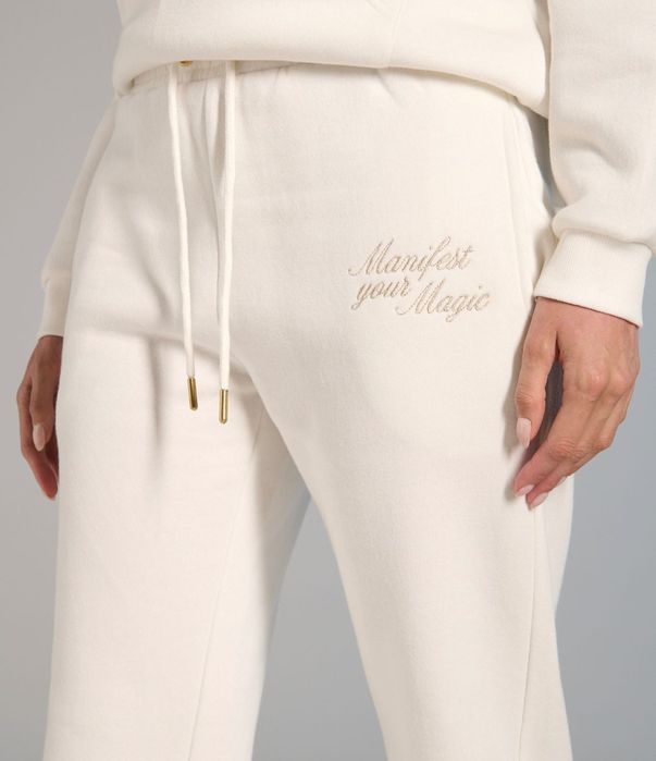 Теплі базові трикотажні кремові спортивні штани Sinsay розмір С-М