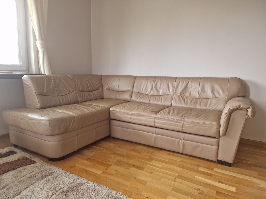 Narożna sofa skórzana rozkładana