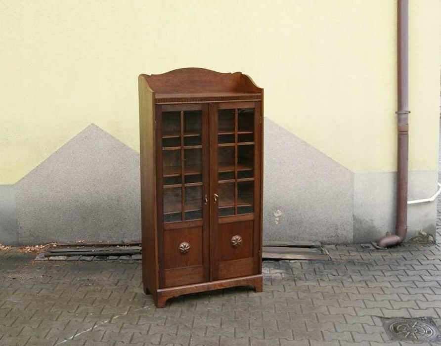 Secesyjna biblioteczka dębowa _ po renowacji _ antyki
