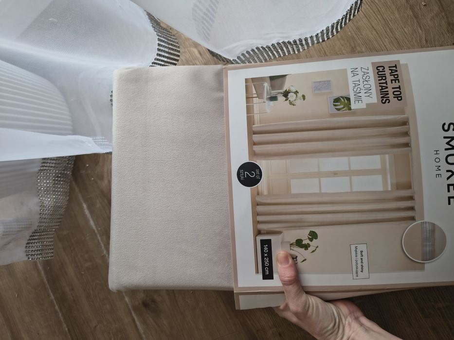 Zasłony welurowe beżowe i szare