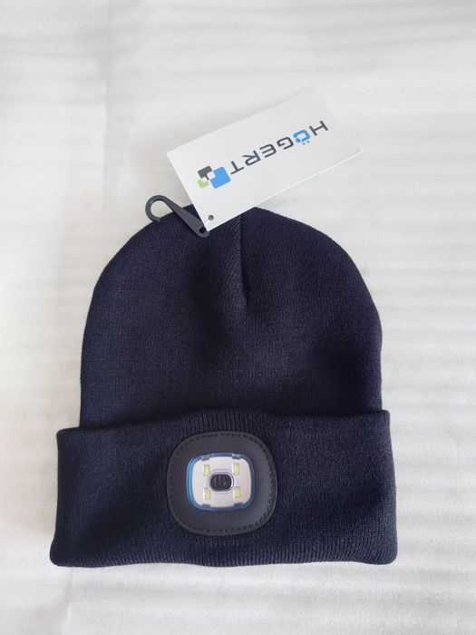 Czapka z Latarką LED Zimowa Uniwersalna Ładowana USB Ciepła 100% Akryl