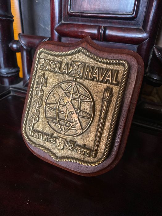 Cresta Brasão Bronze Escola Naval Prenda ao Comandante do Navio 12 cm