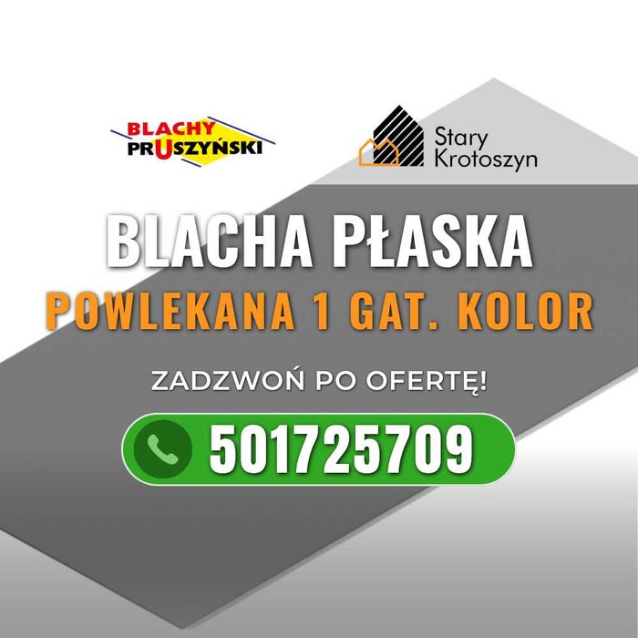 Blacha płaska powlekana "BLACHY PRUSZYŃSKI" I gat. kolor