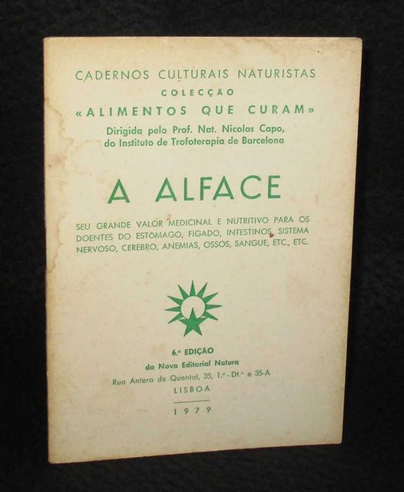 Livro A Alface Nicolas Capo Alimentos que Curam 1979