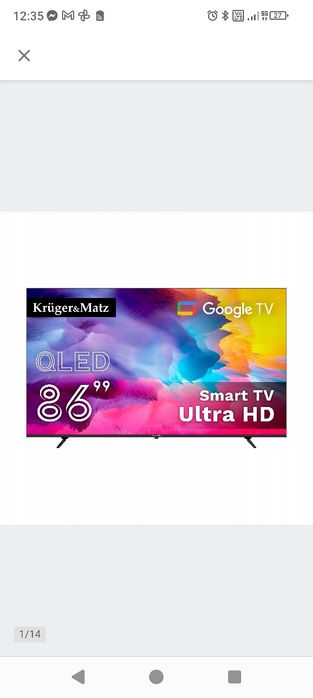 Telewizor Kruger&Matz 86" UHD QLED smart DVB-T2/S2 H.265 Hevc