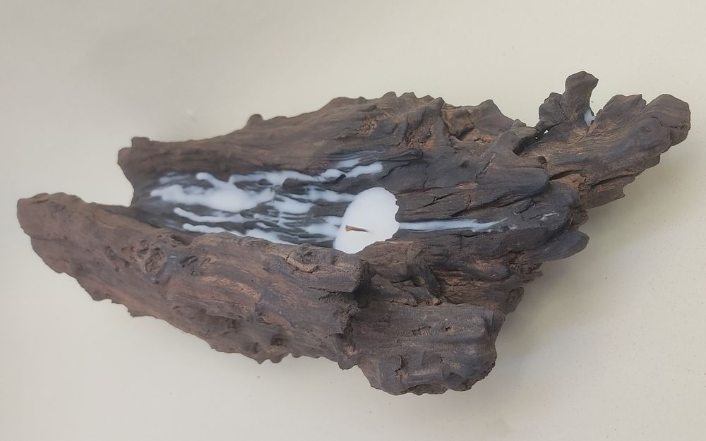 Vela decorativa de madeira driftwood