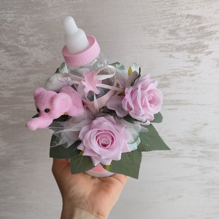 Flowers box prezent na narodziny chrzest dla dziewczynki