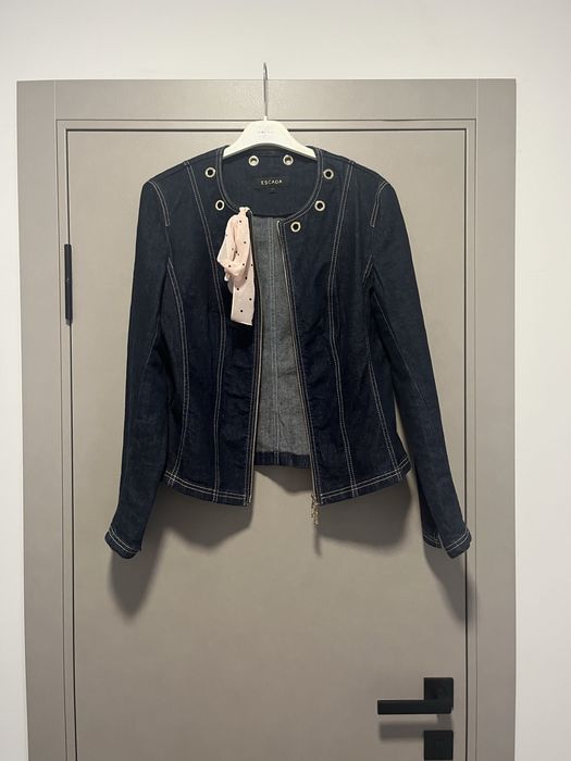 Оригінальний джинсовий жакет ESCADA на замку темно синій індіго
