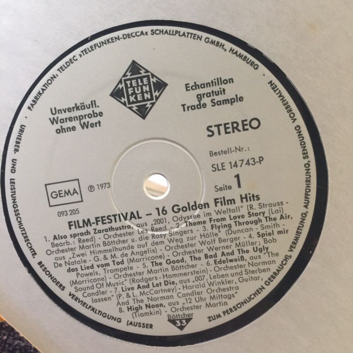 Vinil Film Festival 16 Golden Film Hits 1973