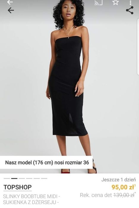 Sukienka topshop boobtube midi czarna