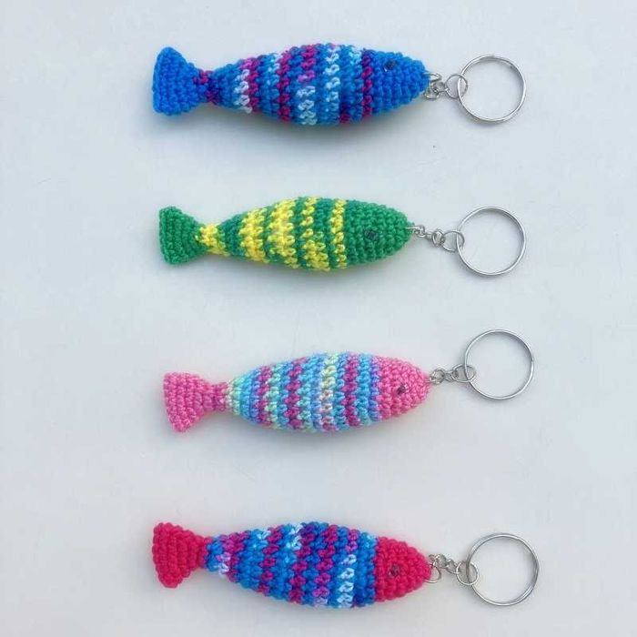 Porta-chaves/chaveiro em forma de Peixe 3D em crochet amigurumi - artigo novo