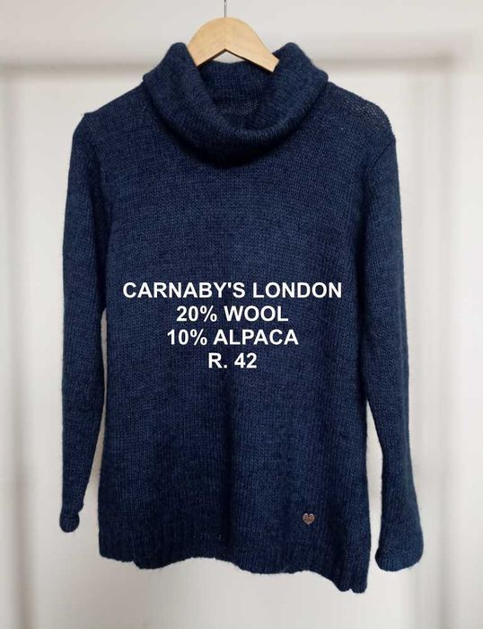 Granatowy sweter gold Carnaby's wełna alpaka