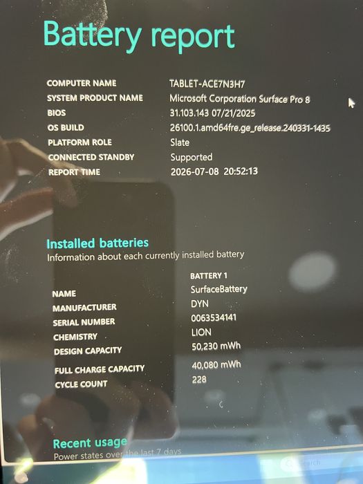 Bateria Microsoft Surface Pro 8