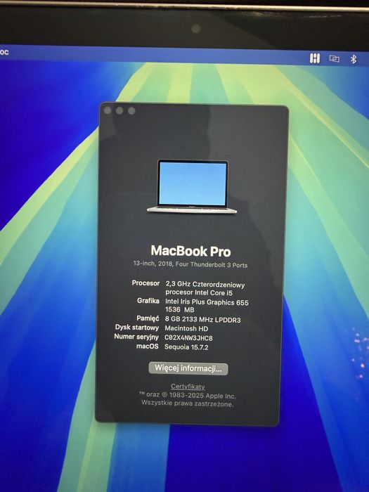 Macbook Pro 15,2 2018 Touchbar 8GB / 128GB