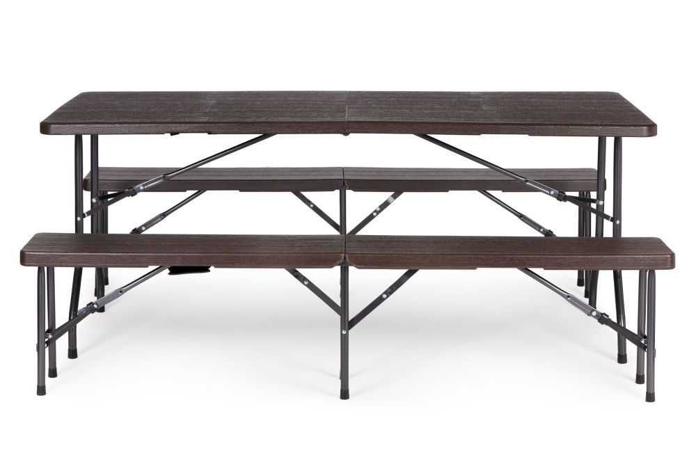 Meble ogrodowe CATERINGOWE kpl. 180cm stół + 2 ławki BROWN - PROMOCJA