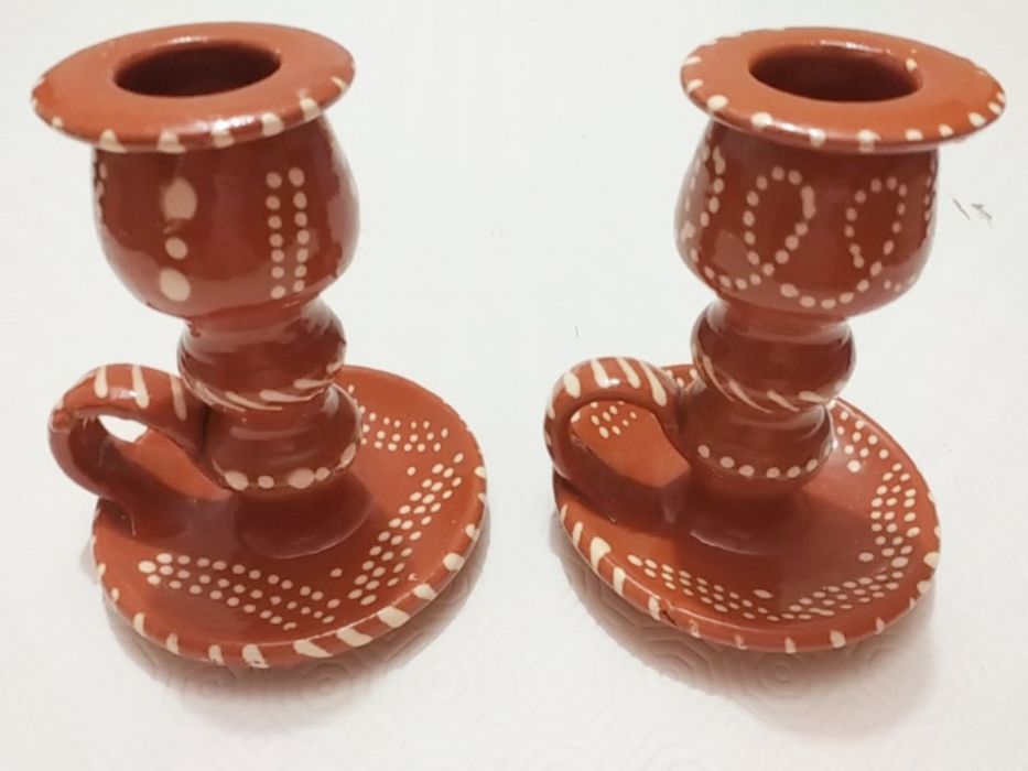 Castiçais Barro Pintado