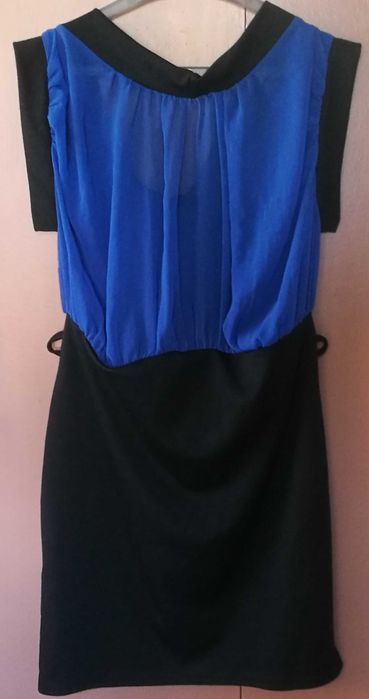 Sukienka szyfon niebieska czarna