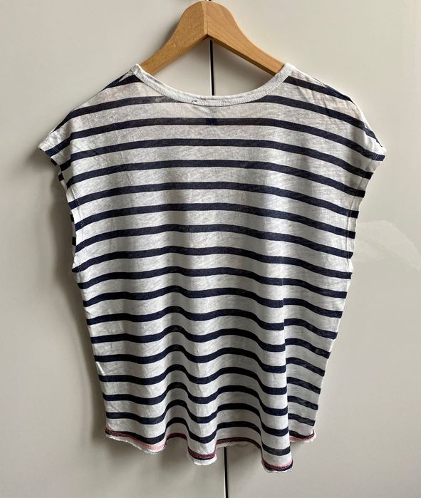 Mango T-shirt koszulka w biało-granatowe paski S