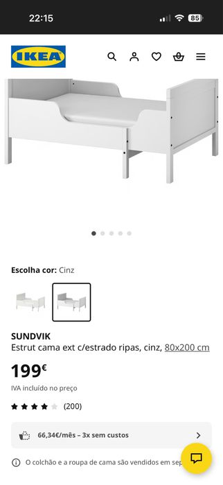 Cama e colchão de crianca extencivel 80x200 IKEA