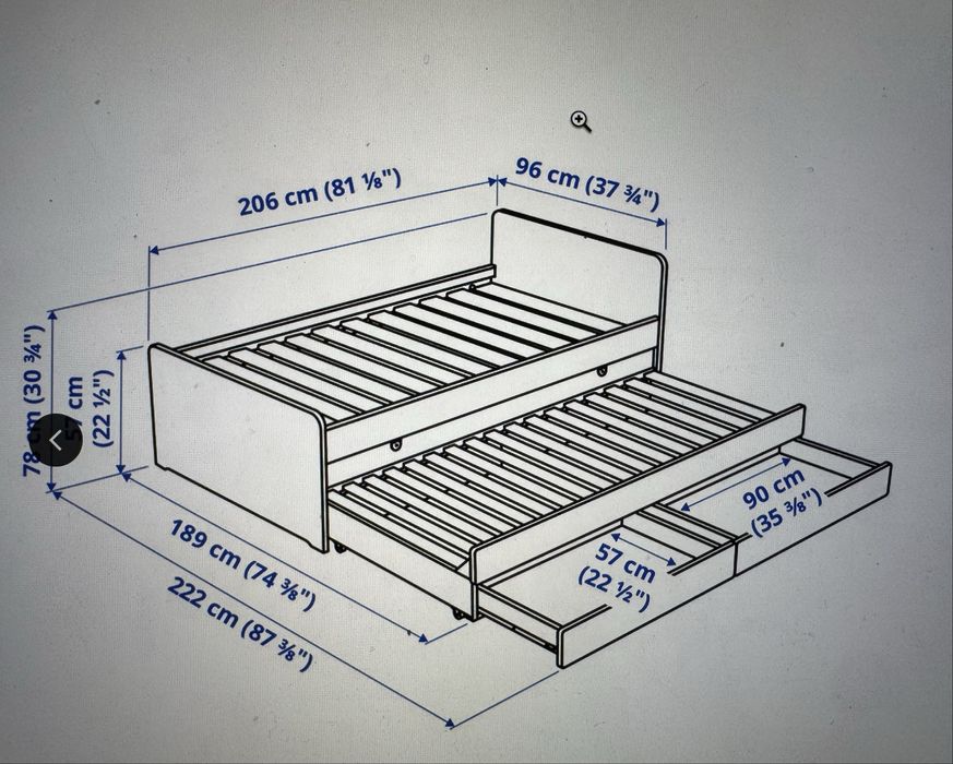 Cama IKEA SLAKT - c/cama adicional (com 2 colchões)