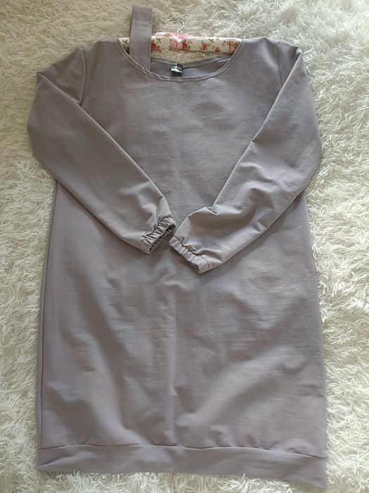 OKAZJA Bluza damska sukienka sportowa tunika M/L szara lawenda