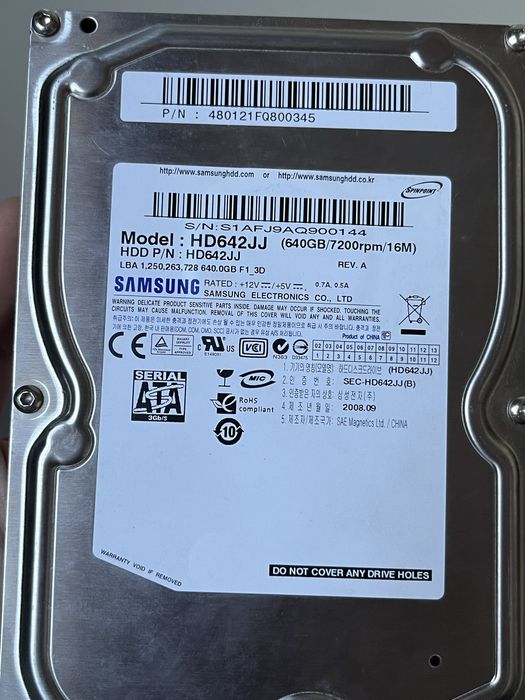 Вінчестер HDD Samsung 640 GB