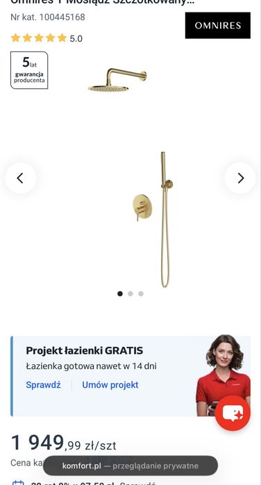 Zestaw Prysznicowy Podtynkowy Omnires Y Mosiądz Szczotkowany