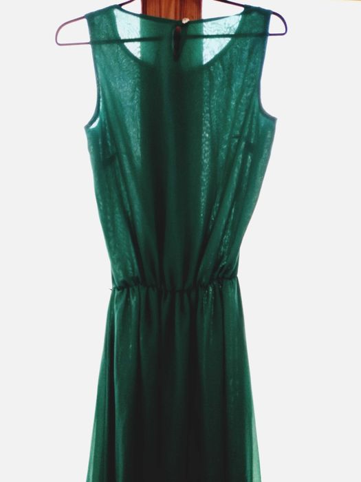 Сарафан С 10 зеленый изумрудный длинный, шифон мягкий, беременным