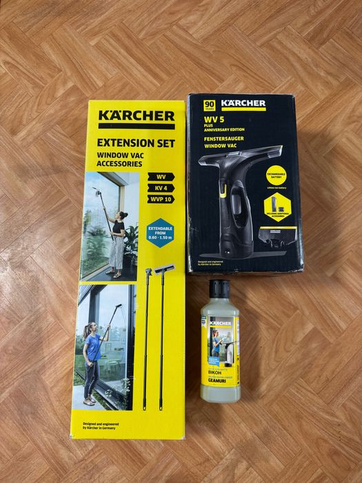 Віконний пилосос karcher wv 5 plus anniversary edition + подовжувачі, та миючий засіб