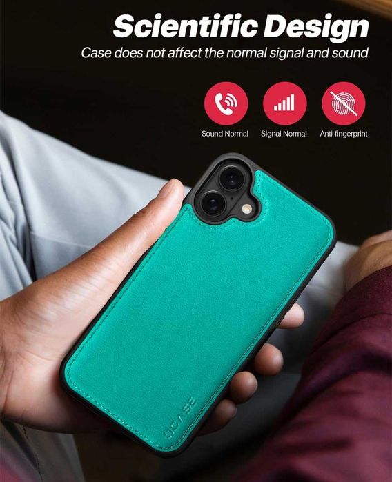 OCASE skórzane etui do iPhone 16 magsafe  zielony jasny 2w1 + pasek