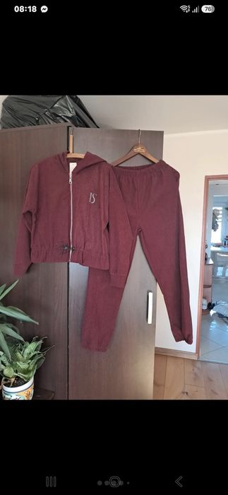 Komplet sztruksowy l/xl nowy piekny kolor burgunt