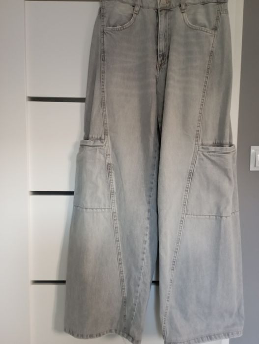 Spodnie jeansowe cargo baggy rozmiar 36