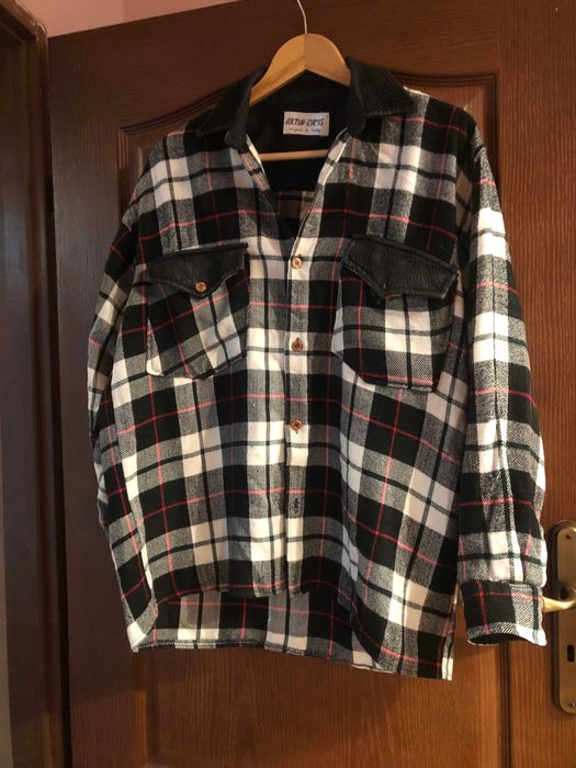 Wełniana (70%)koszula damska krata dłuższy tył vintage grunge Artin Drys L