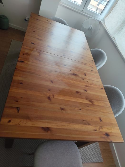 Mesa extensível em pinho  maciço 220x105x74