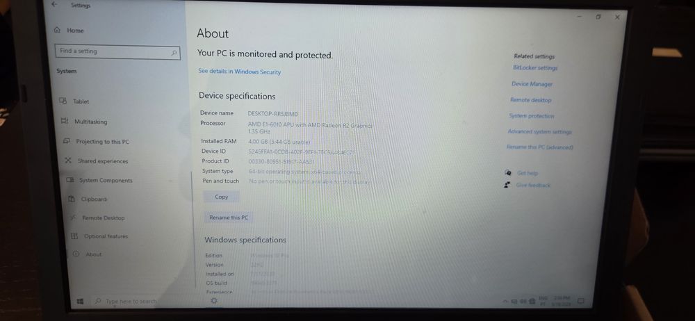 Toshiba AMD E1-6010 APU