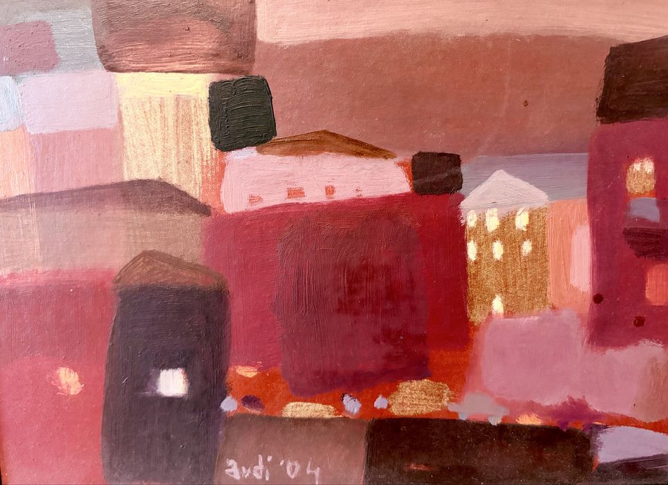 Pejzaż miejski - obraz olejny.