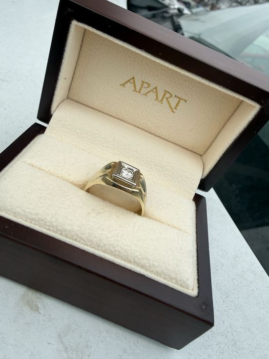 Sygnet 7,5g 585 diament brylant stan bdb 0,4ct
