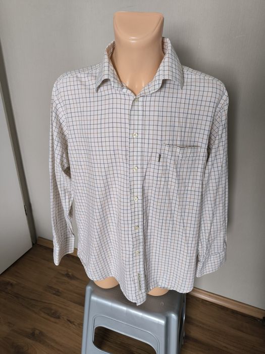 Barbour koszula męska L w kratę biała bawełna Portugal